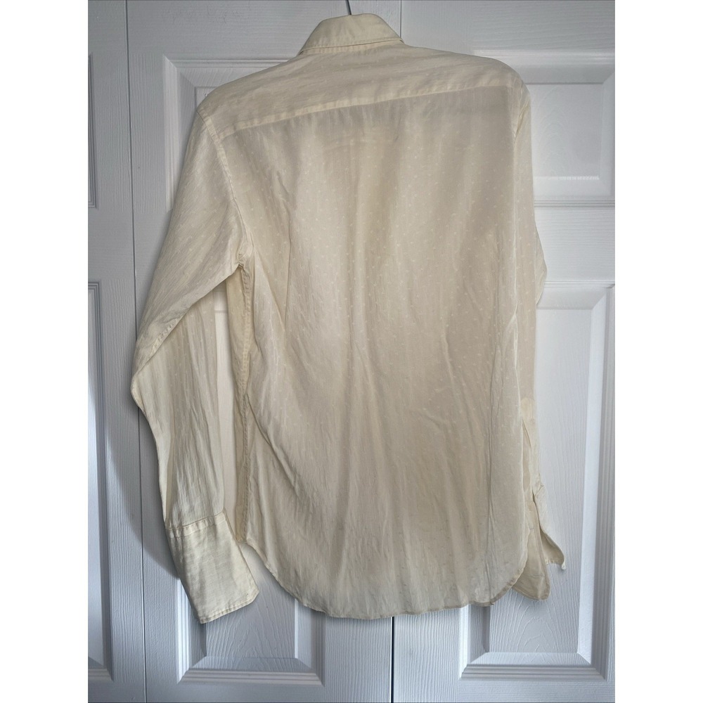 G Gucci Vintage Pleated Bib Silk Blouse Womens Size 39 Cream Jacquard Logo Italy - Picture 8 of 11